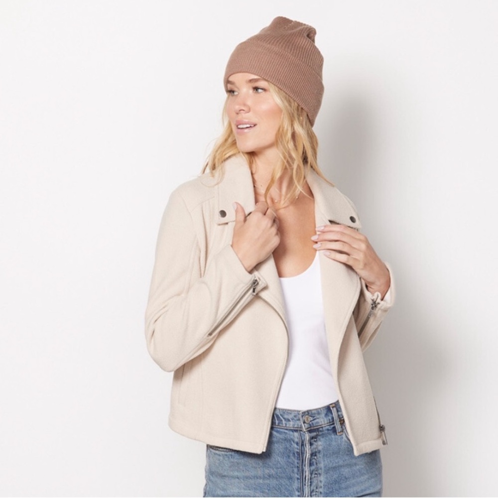 Z Supply Brandy Ecru Cream Knit Moto Jacket - Picture 3 of 13